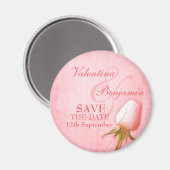 Save the Date 独身の Pink Rose冷蔵庫用マグネット マグネット (正面/裏面)