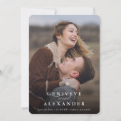 SAVE THE DATE 現代的でエレガントな写真オーバーレイ 招待状 (正面)