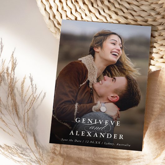 SAVE THE DATE 現代的でエレガントな写真オーバーレイ 招待状