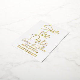 Save the Date 現代的な箔押しタイポグラフィーデザイン 箔招待状ポストカード