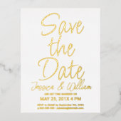 Save the Date 現代的な箔押しタイポグラフィーデザイン 箔招待状ポストカード (正面)