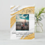 Save The Date|白、グレー、ゴールドのアゲートジオード セーブザデート (スタンド正面)