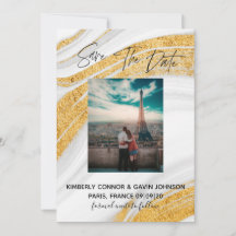 Save The Date｜白、グレー、ゴールドのアゲートジオード