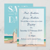 Save the Date 砂の城 招待状 (正面/裏面)