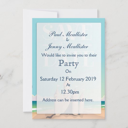 Save the Date 砂の城 招待状 (正面)