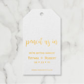 「Save The Date」私たちと一緒に 結婚式の日を鉛筆で予約して! ギフトタグ (正面)