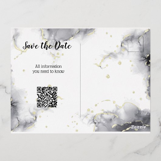 Save the Date 箔押し招待状ポストカード 箔招待状ポストカード (裏面)