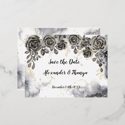 Save the Date 箔押し招待状ポストカード 箔招待状ポストカード (正面/裏面)