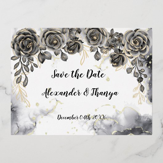 Save the Date 箔押し招待状ポストカード 箔招待状ポストカード (正面)