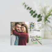 Save The Date 素朴 Wood & Eucalyptus Botanical 案内ポストカード (スタンド正面)