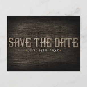 SAVE THE DATE 素朴 Wood Western婚約 ポストカード