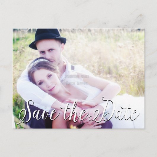 SAVE THE DATE 結婚式 タイポグラフィー 写真 ポストカード (正面)