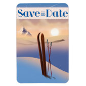 Save The Date 結婚式 ヴィンテージ スキー マグネット (縦)