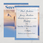 Save The Date 結婚式 ヴィンテージ スキー 招待状 (正面/裏面)