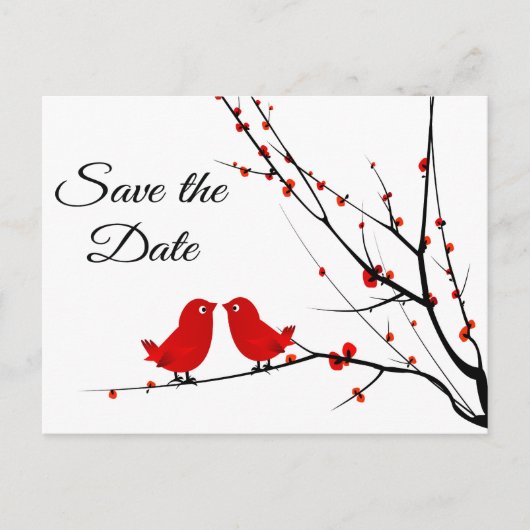 Save the Date 結婚's Love Birds Photo Post Card 案内ポストカード (正面)