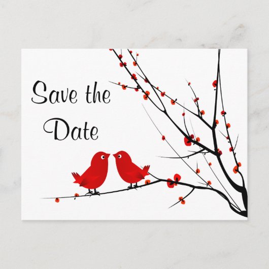 Save the Date 結婚's Love Birds Photo Post Card 案内ポストカード (正面)