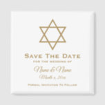 Save The Date 結婚's Magnets : Star of David マグネット<br><div class="desc">デイビッパーソナライズされたドの星デイトのマグネ結婚ットを白に保存し、金ゴールドレタリング。文字は完全にカスタマイズ可能背景色は変更可能。デザインはHeared_。</div>