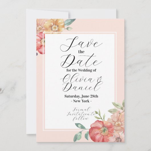 Save The Date 花の夏 水彩 セーブザデート (正面)