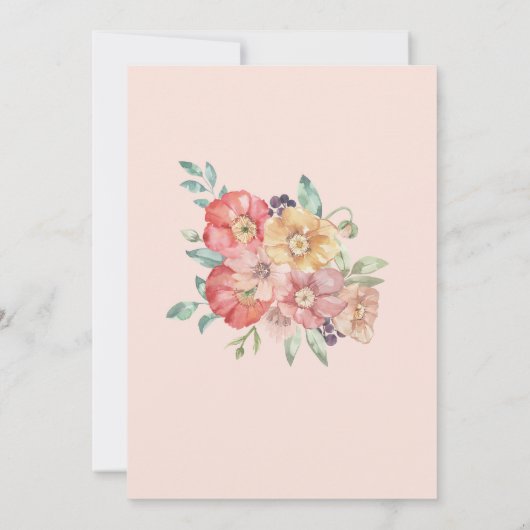 Save The Date 花イラスト 夏の花 水彩 セーブザデート (裏面)