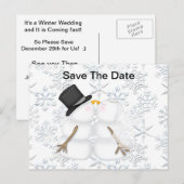Save the Date 花嫁 & 花婿 スノーマン 案内ポストカード (正面/裏面)