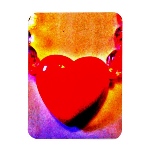 Save the Date 赤いハートのネックレス マグネット (縦)