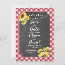 Save The Date 赤白ひまわり フラワーの結婚式 セーブザデート