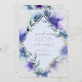 Save the Date|透明感のある水彩花 セーブザデート (正面/裏面)