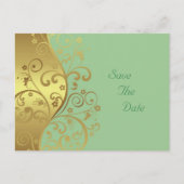 Save the Date--金ゴールド渦巻き旋回とSeaooam 案内ポストカード (正面)