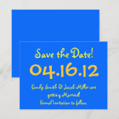 Save the Date 青と黄色 招待状 (正面/裏面)