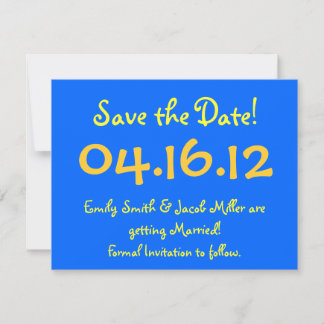 Save the Date 青と黄色 招待状