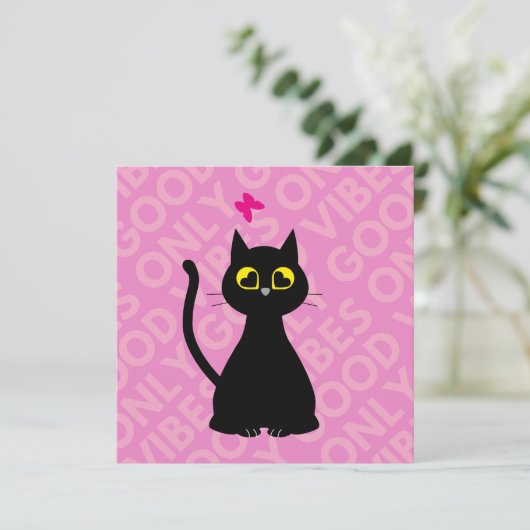 SAVE THE DATE！- 面白い猫の誕生日カード 招待状 (スタンド正面)