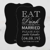 Save the Date | 食べて、飲んで、楽しんで 招待状 (正面/裏面)