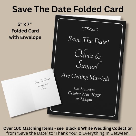 Save The Date - 黒と白のインフィニティ・スクロール カード