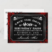 Save the Date 40th Birthday Bash Halloween 案内ポストカード (正面/裏面)