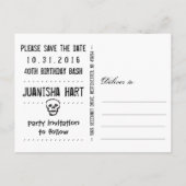 Save the Date 40th Birthday Bash Halloween 案内ポストカード (裏面)