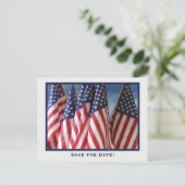 Save the Date 70th Birthday Party, American Flags 案内ポストカード (スタンド正面)