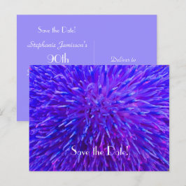 Save the Date 90th Birthday Party, Purple抽象芸術 案内ポストカード
