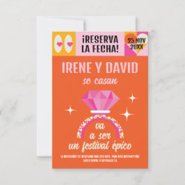 Save the Date Anillo Festival Naranja y Rosa セーブザデート