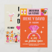 Save the Date Anillo Festival Naranja y Rosa セーブザデート (正面/裏面)
