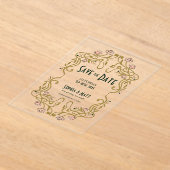 Save The Date Art Nouveau Wedding アクリル招待状 (レイダウン)