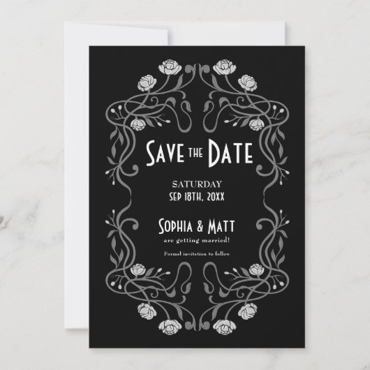 Save The Date Art Nouveau Wedding 招待状 (正面)