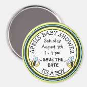 Save the Date Baby Shower Beeをテーマにしたマグネット マグネット (正面/裏面)