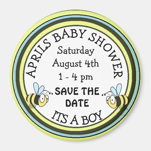 Save the Date Baby Shower Beeをテーマにしたマグネット マグネット (正面)