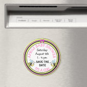 Save the Date Baby Shower Beeをテーマにしたマグネット マグネット (インサイチュ (食洗機))