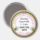 Save the Date Baby Shower Beeをテーマにしたマグネット マグネット (正面/裏面)