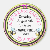 Save the Date Baby Shower Beeをテーマにしたマグネット マグネット (正面)