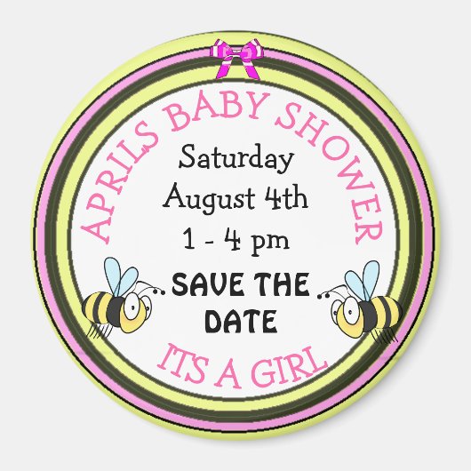 Save the Date Baby Shower Beeをテーマにしたマグネット マグネット (正面)