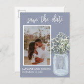 Save the Date Baby's Breath Flowers写真 案内ポストカード (正面/裏面)