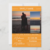 Save the Date Beach Photo Collage 招待状 (正面)