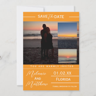Save the Date Beach Photo Collage 招待状